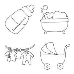 [LINE絵文字] ベビー赤ちゃんママパパ シンプル絵文字の画像