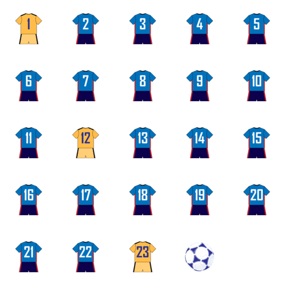 [LINE絵文字]サッカーのユニフォームの画像一覧