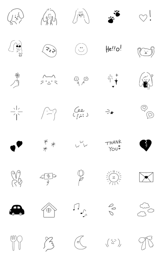 [LINE絵文字]動くシンプルモノトーン絵文字の画像一覧
