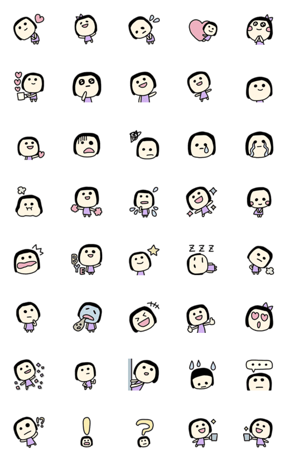 [LINE絵文字]動く▶︎ほんわか♡ボブ女の子の画像一覧