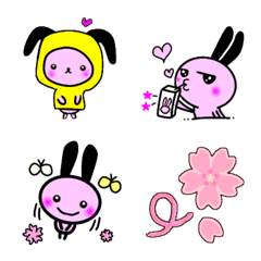 [LINE絵文字] 黒みみうさぎとさくら＆春絵文字の画像