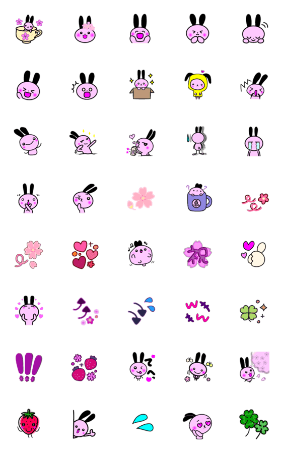 [LINE絵文字]黒みみうさぎとさくら＆春絵文字の画像一覧