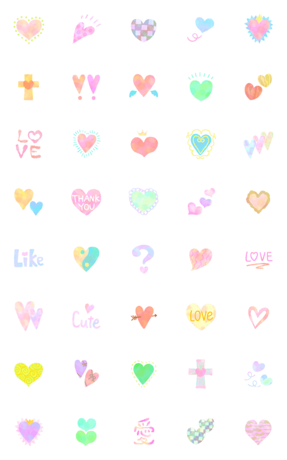 [LINE絵文字]動く♥カラフルハートがいっぱい♥の画像一覧
