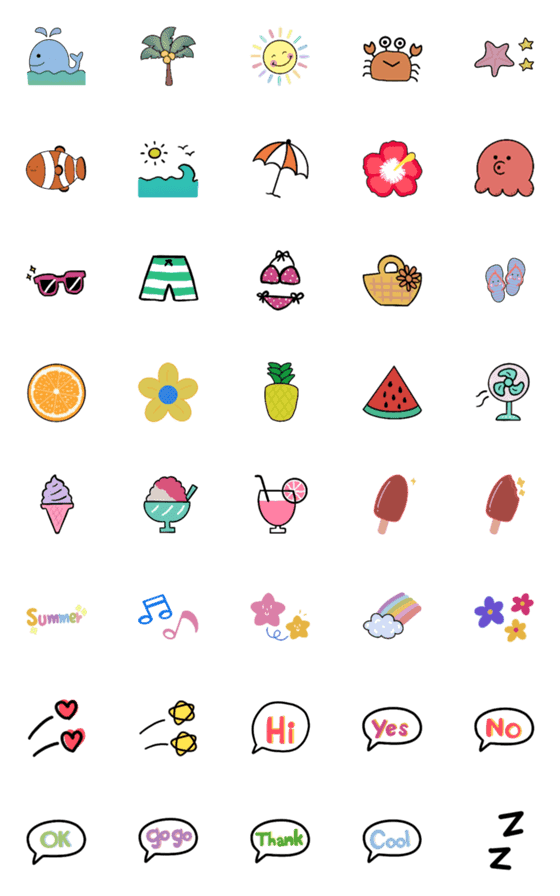 [LINE絵文字]Playkan Summer Emojiの画像一覧