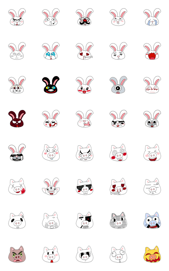 [LINE絵文字]Rabbit Pigの画像一覧