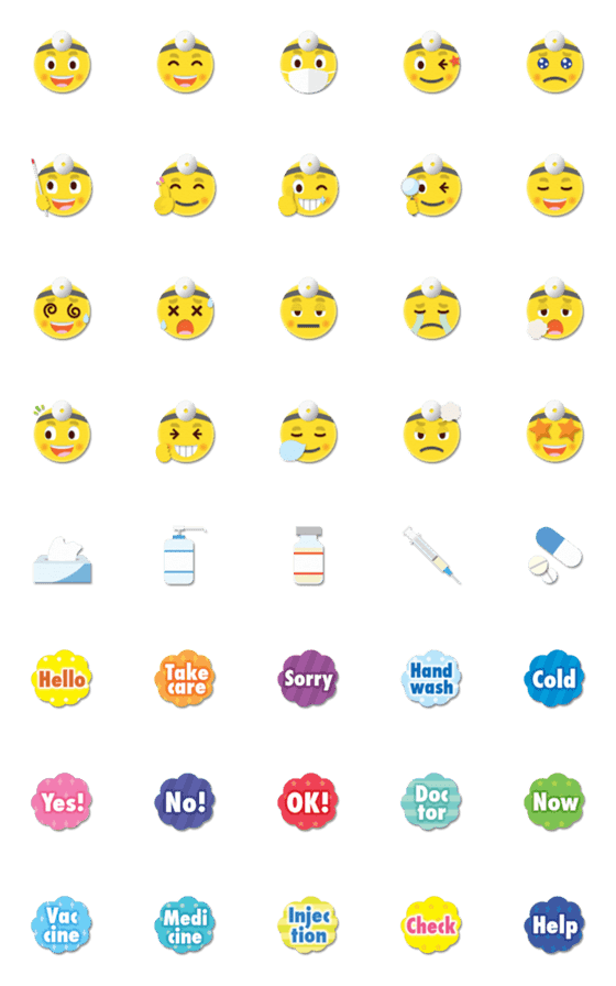 [LINE絵文字]ドクター スマイリー ＆ 英単語 絵文字の画像一覧