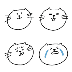 [LINE絵文字] 毎日使える白ねこさんの画像