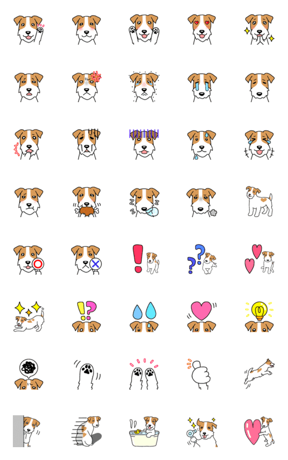 [LINE絵文字]犬種別絵文字毎日ジャックラッセルテリアの画像一覧