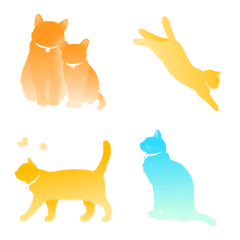 [LINE絵文字] カラフルな猫のシルエットの画像