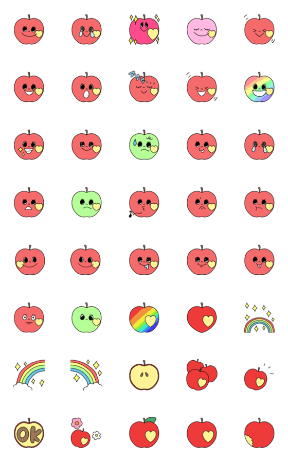 [LINE絵文字]愛たっぷりりんごの画像一覧