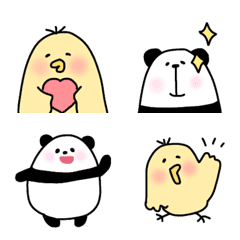 [LINE絵文字] ゆるっとパンダとヒヨコの画像