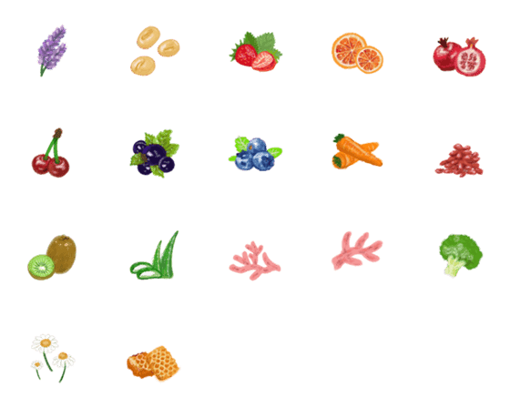 [LINE絵文字]Vegetables and fruits can stay prettyの画像一覧