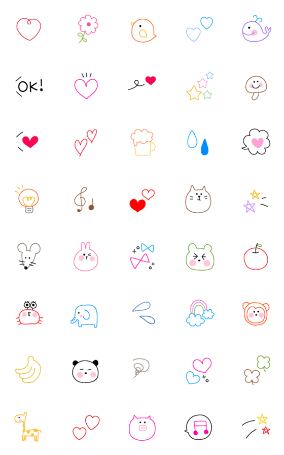 [LINE絵文字]線画絵文字★の画像一覧