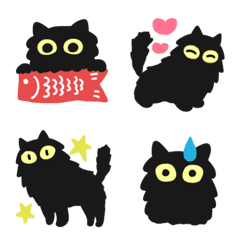 [LINE絵文字] 動く♪ふわふわ黒猫長毛ちゃん♥の画像