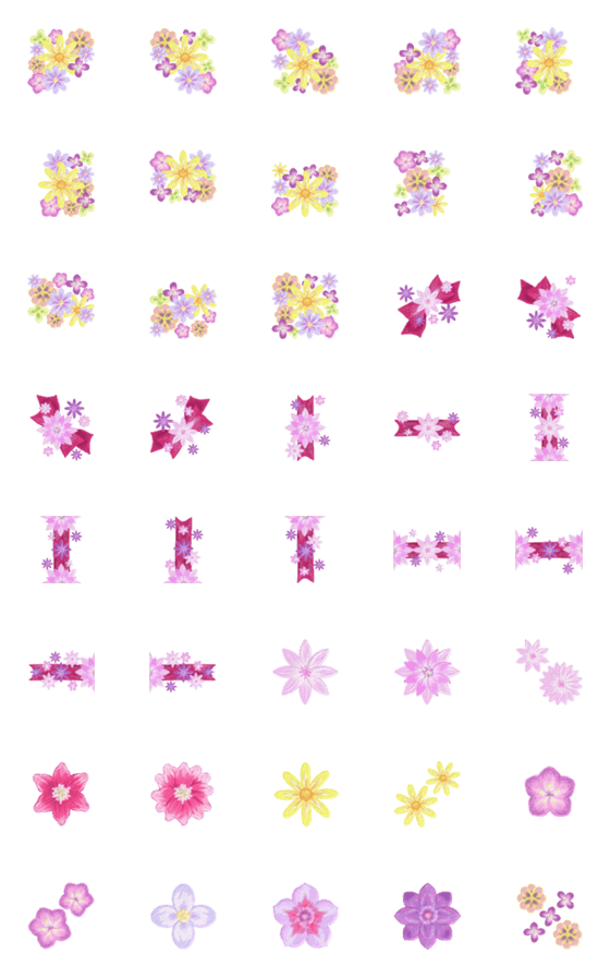 [LINE絵文字]フレーム絵文字 vol.45 花とリボンの画像一覧
