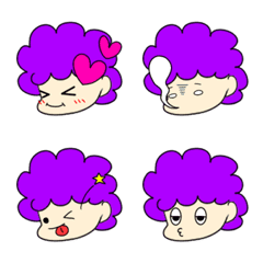 [LINE絵文字] もこもこヘアー パープルの画像