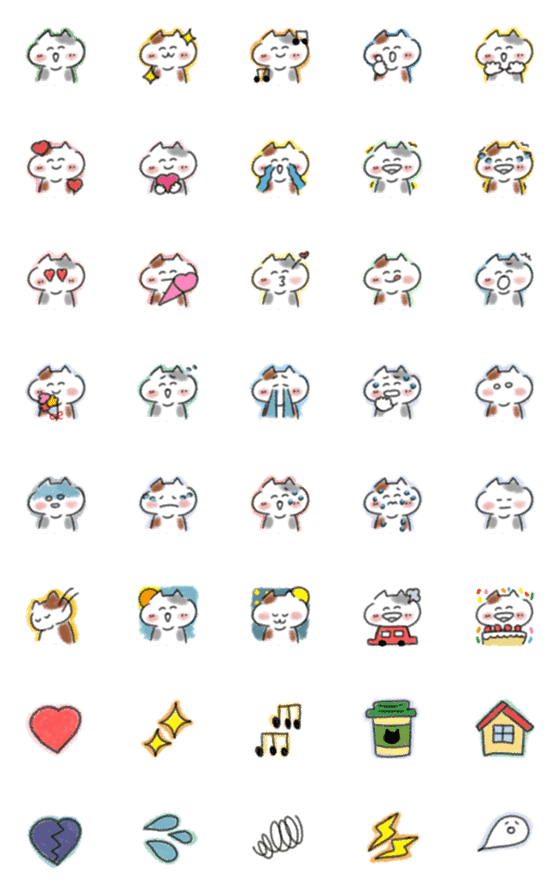[LINE絵文字]シンプルにねこ①絵文字の画像一覧