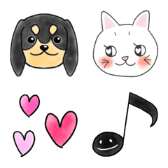 [LINE絵文字] ダックスのMuuと白猫のMiiのかわいい絵文字の画像