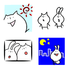 [LINE絵文字] ぼんやりねことはでうさぎ絵文字！再々登場！の画像