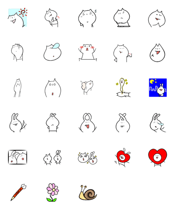 [LINE絵文字]ぼんやりねことはでうさぎ絵文字！再々登場！の画像一覧