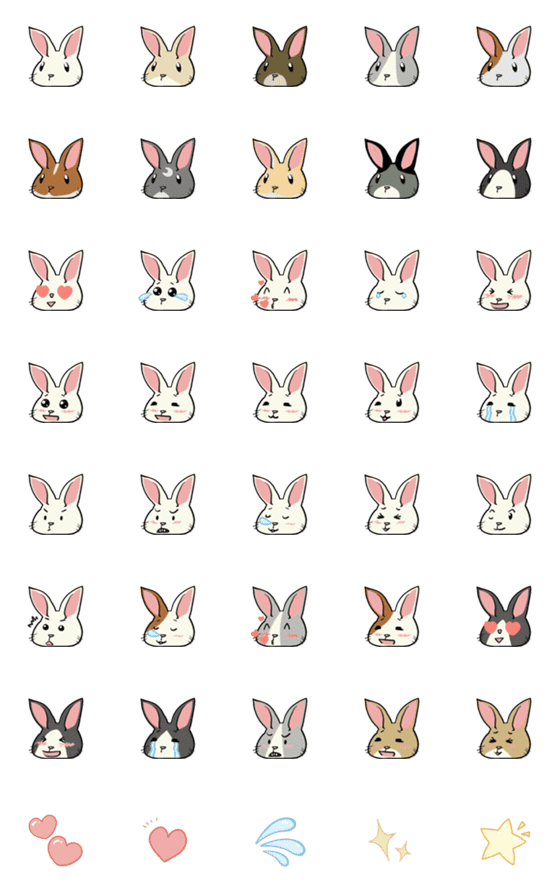 [LINE絵文字]ぺったんうさぎのえもじの画像一覧
