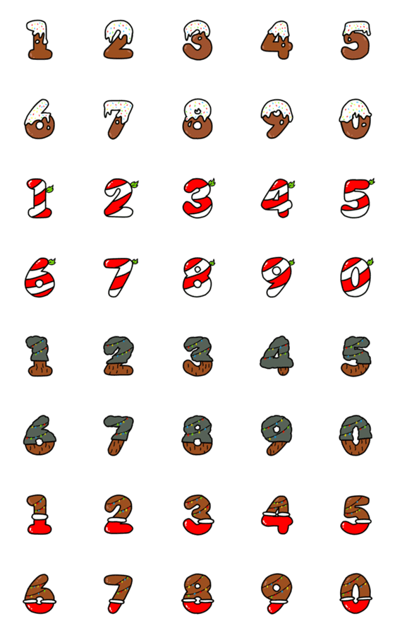 [LINE絵文字]Emoji Number Candy Xmasの画像一覧