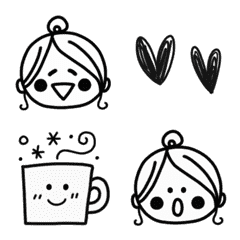 動く！ 線画ガーリー☆使いやすい絵文字の絵文字メイン画像
