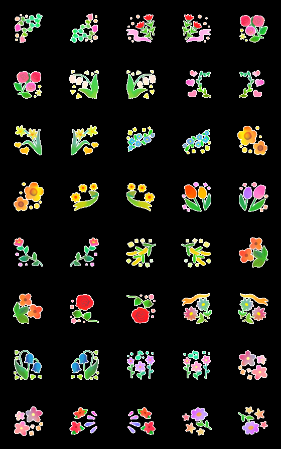 [LINE絵文字]動く♥お花のフレームセットの画像一覧