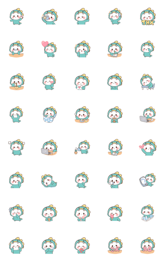 [LINE絵文字]Chubby Dino！ (Emoji) #1の画像一覧