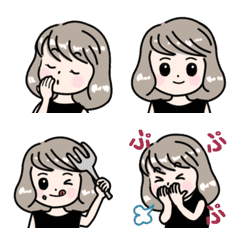 [LINE絵文字] 動く♥ボブヘアガール絵文字1の画像