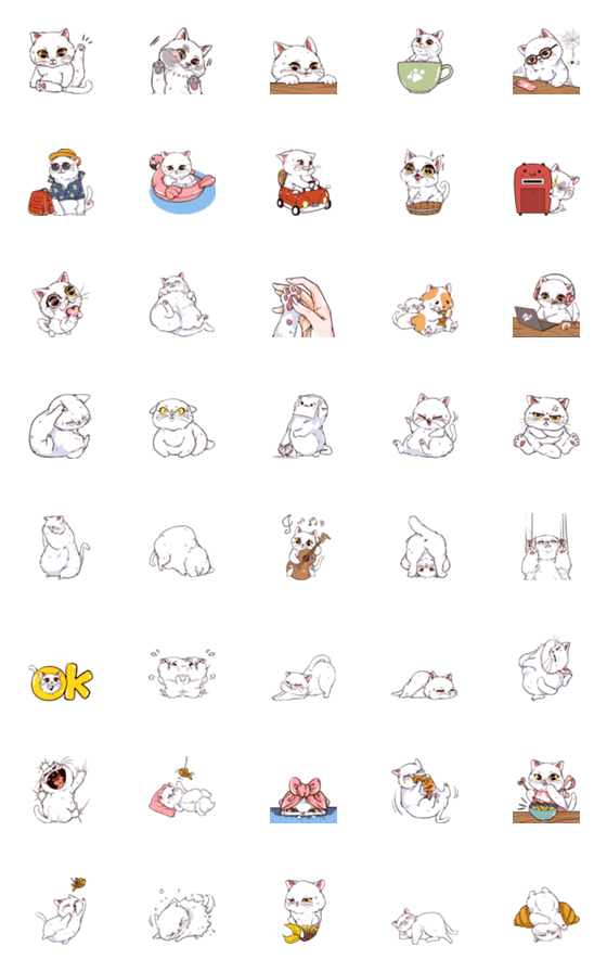[LINE絵文字]"Tissue" Cute Cat 2: Emojiの画像一覧
