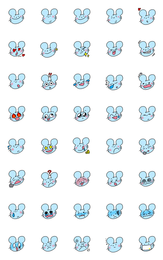 [LINE絵文字]表情豊かなねずみ001の画像一覧