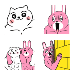 [LINE絵文字] 筋肉ネコとウサギ1の画像