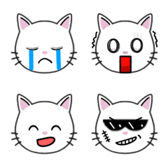 [LINE絵文字] BB Cutes_White Cat_Emojiの画像