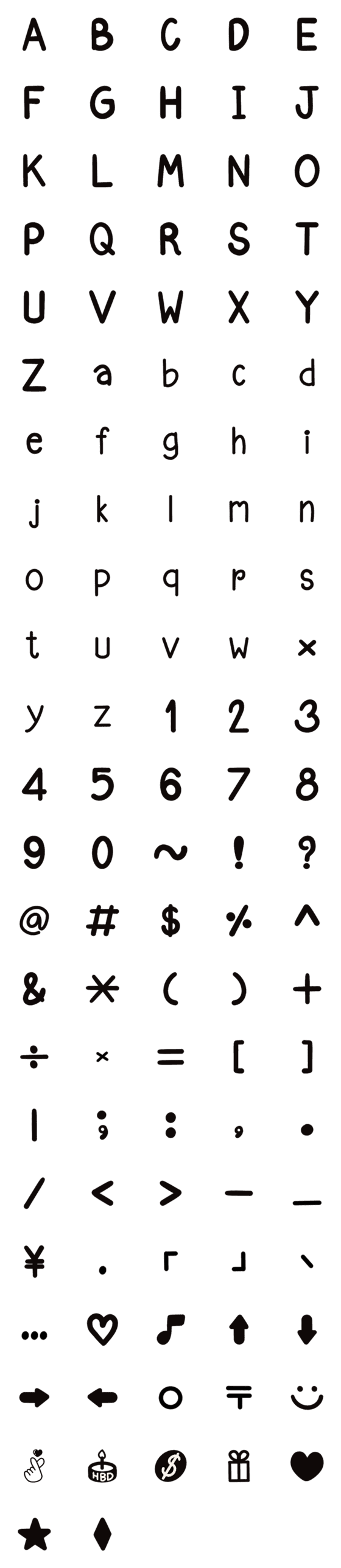 [LINE絵文字]Simple English Alphabets A-Z Numberの画像一覧