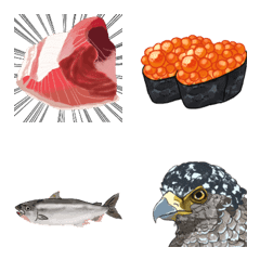 [LINE絵文字] ちょっとリアルなダジャレ魚と鳥の絵文字の画像