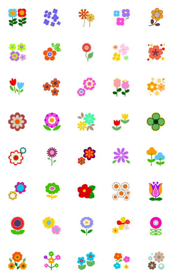 [LINE絵文字]レトロな花絵文字2の画像一覧