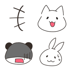 [LINE絵文字] シンプル動物絵文字(パンダ・うさぎ・猫)の画像