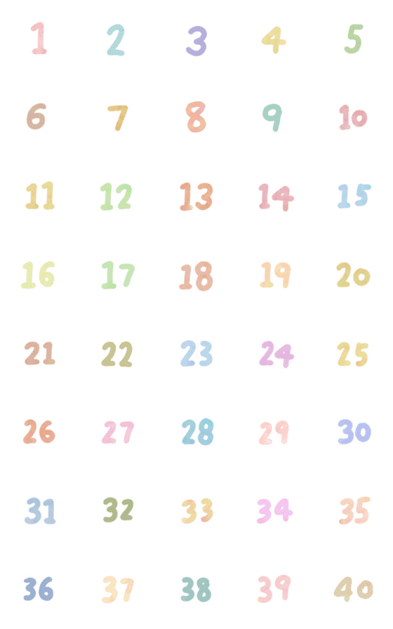 [LINE絵文字]numbers 1-40の画像一覧