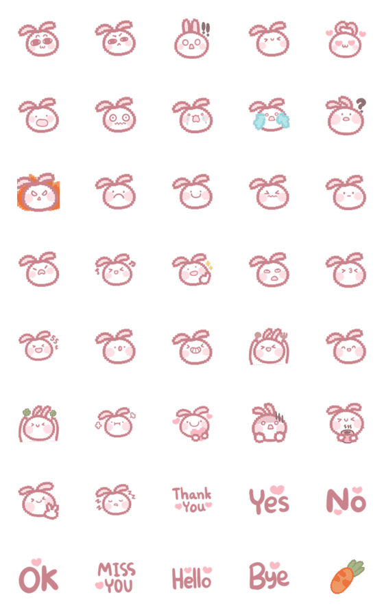[LINE絵文字]Emoji rabbit 001の画像一覧