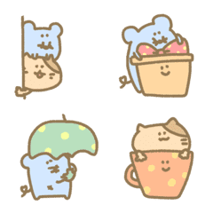 毎日くすみ茶動物基本ゆる手書細ねこねずみの絵文字メイン画像