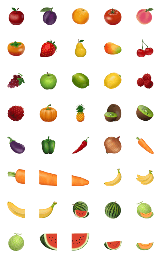[LINE絵文字]果物と野菜の絵文字の画像一覧