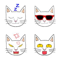 白猫の表情の絵文字メイン画像