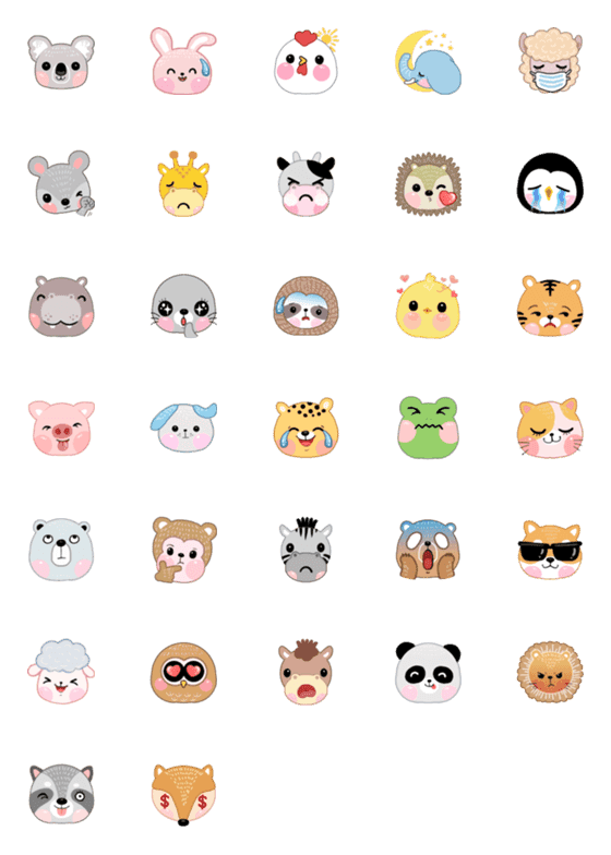 [LINE絵文字]QQ動物絵文字ステッカーの画像一覧