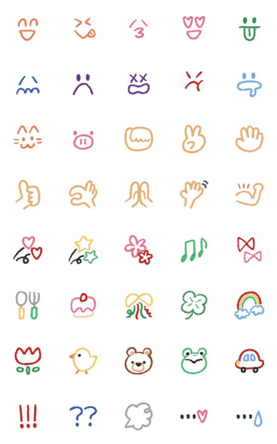 [LINE絵文字]くれよんみたいな線画絵文字2の画像一覧