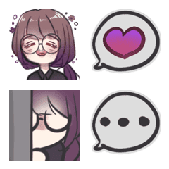 [LINE絵文字] Glasses girl violetの画像