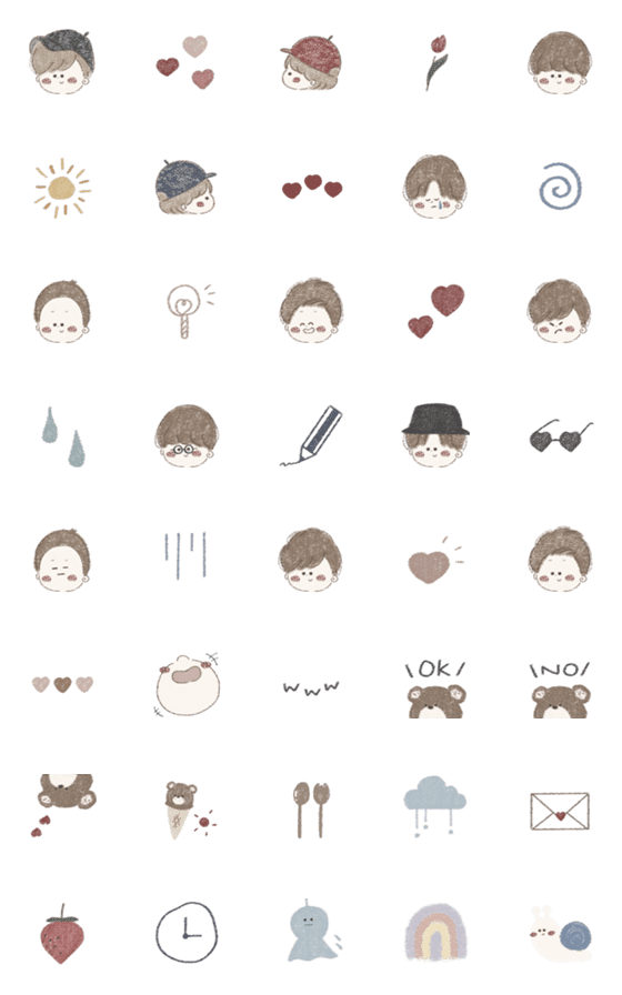 [LINE絵文字]男の子と基本的な絵文字の画像一覧