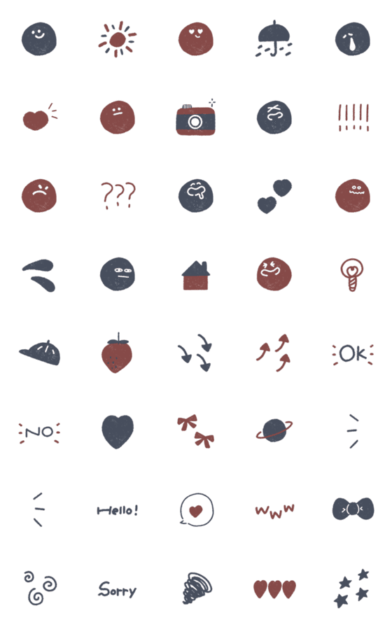 [LINE絵文字]赤 x 紺 の基本的なえもじの画像一覧