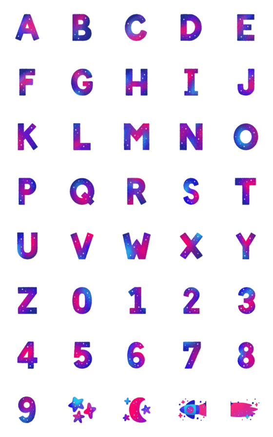 [LINE絵文字]galaxy_alphabet_emoji.pngの画像一覧