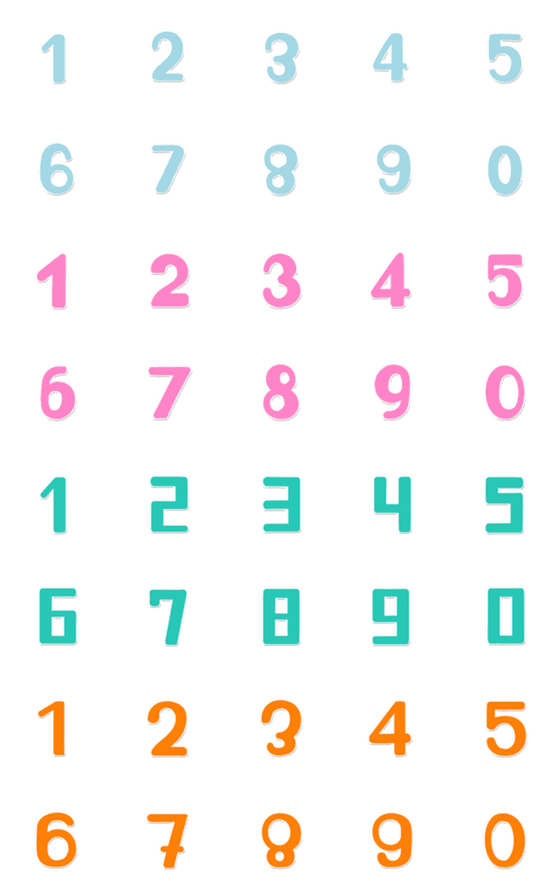 [LINE絵文字]Number pastel classic colourful changeの画像一覧